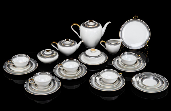 Сервиз антикварный/винтажный чайный с декором в полоску на 5 персон 28 ...