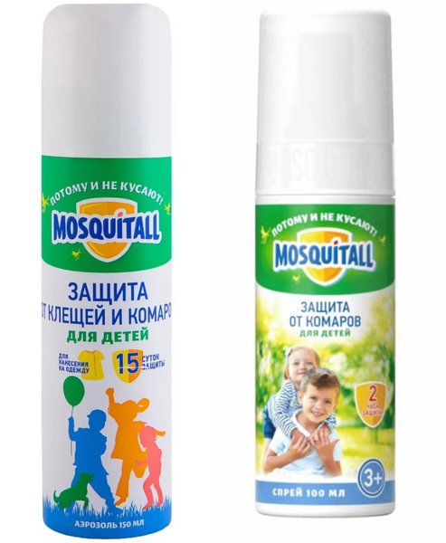Mosquitall Набор средств от насекомых Нежная защита для детей Аэрозоль ...