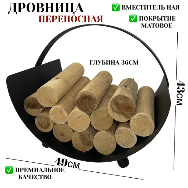 Характеристики Дровница переноска из металла, для камина, печи и бани ...