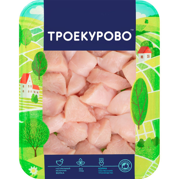 Филе грудки цыпленка-бройлера ТРОЕКУРОВО для салата охлажденное, 500г ...