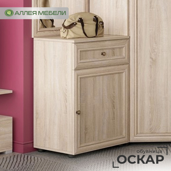 Обувница АЛЛЕЯ МЕБЕЛИ закрытая с ящиком ОСКАР-7, ЛДСП, 55x39x77 см ...