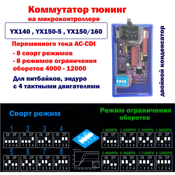 Коммутатор тюнинг YX110, 125, 140, 160 - для питбайков - спорт режим ...