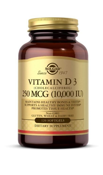 Solgar Vitamin D3 250mcg 10000ме 120, витамин д3 - купить с доставкой ...