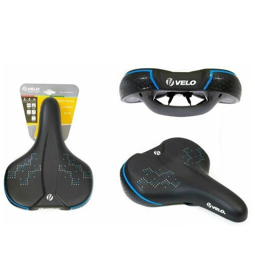 Седло VELO PLUSH комфорт 265x213 мм, вакуумное, сине-черное - купить с ...
