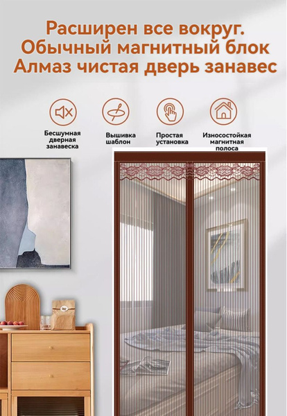 Москитная сетка на дверь на магнитах раздвижная 110*210 AA купить на ...