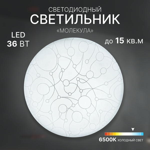 Светильник потолочный светодиодный накладной, 36 Вт холодный свет ...