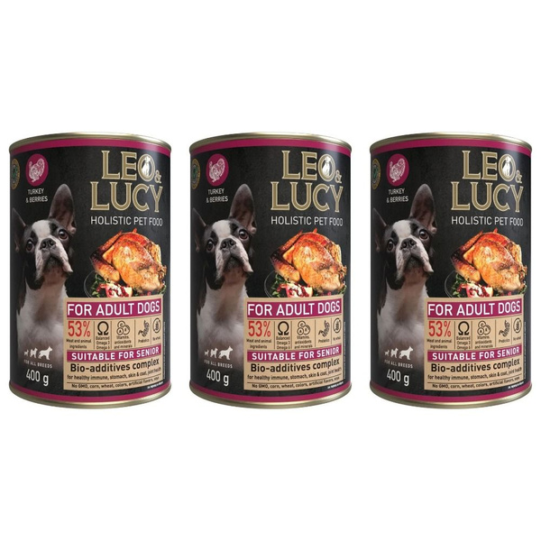 Leo&Lucy Корм Влажный для взрослых собак всех пород Холистик паштет с ...