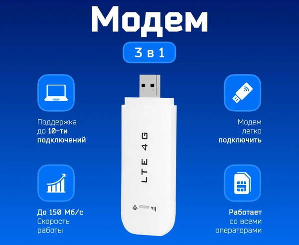 Роутер Модем/сим-карта в комплекте, белый, 2.4 ГГц купить по низкой ...
