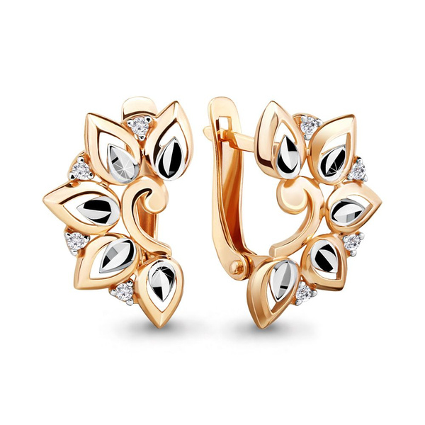 Золотые серьги DIAMANT-ONLINE с фианитом 585 пробы - купить с доставкой ...