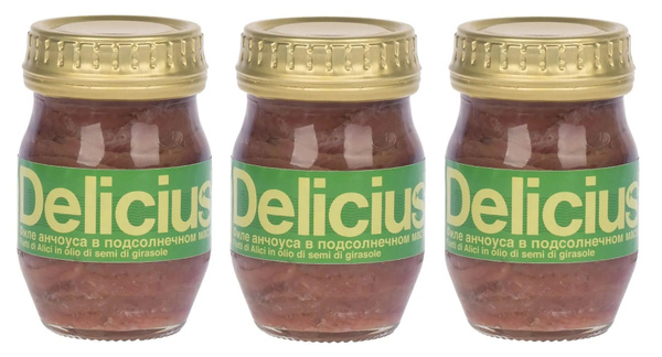Филе анчоуса "Delicius" европейского в подсолнечном масле, 3 шт по 90 г ...