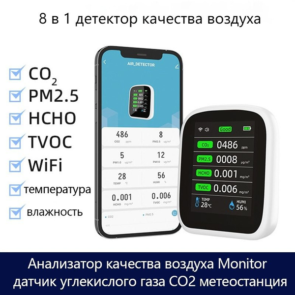 Характеристики Анализатор качества воздуха Qingping Monitor датчик ...