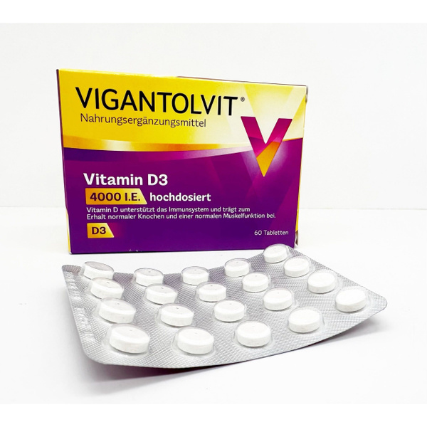 VIGANTOLVIT Vitamin D3 4.000 I.E витамин Д3 4000ед, 60 штук - купить с ...