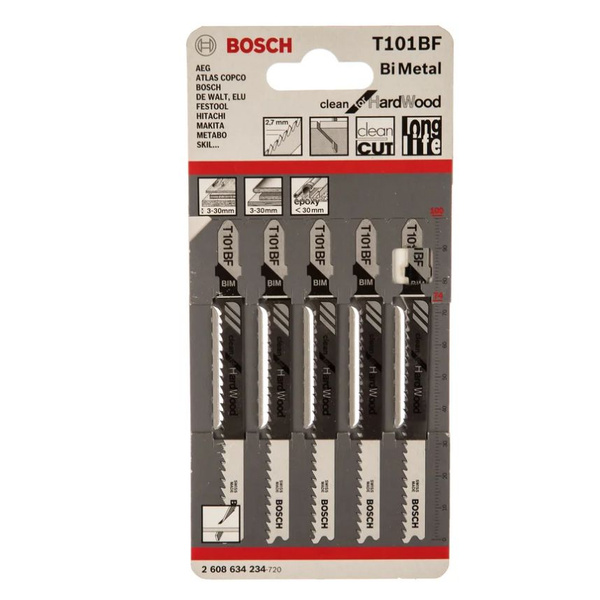 Пилки для лобзика BOSCH T 101 BF, BIM (5 шт.), 2.608.634.234 купить на ...