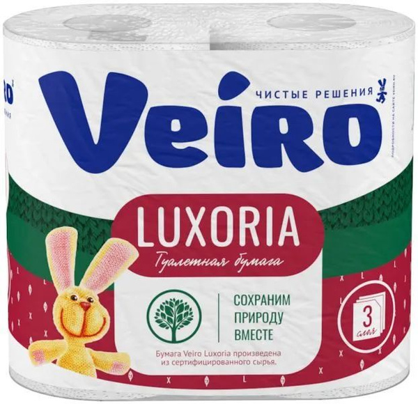 Туалетная бумага ВЕЙРО Luxoria 3-х слойная белая, 4 шт - купить с ...