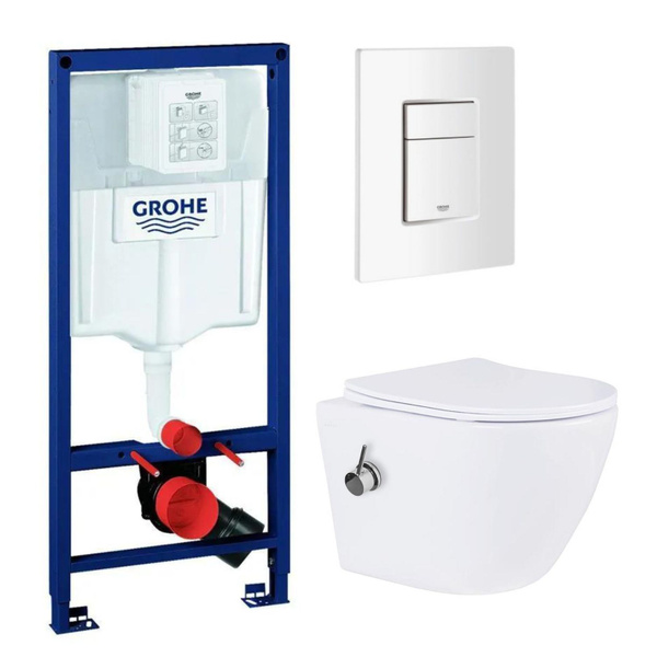 Комплект: Инсталляция Grohe 38772SH0 с безободковым подвесным унитазом ...