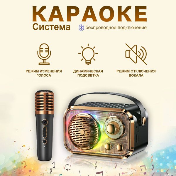 Детская караоке система с беспроводным микрофоном и колонкой купить на ...