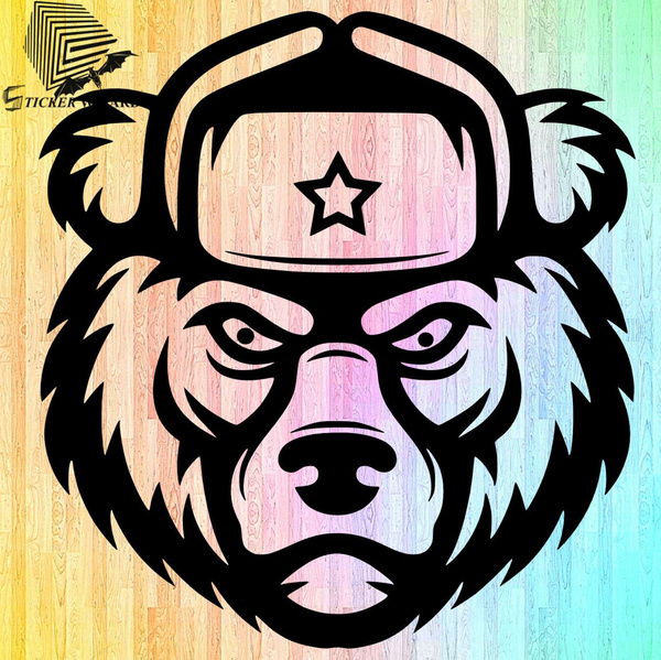 Наклейка виниловая на прозрачной основе "силуэт Медведь" для ...