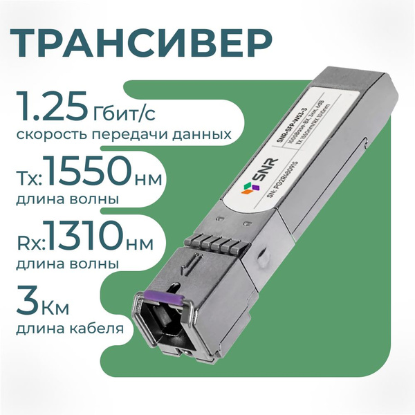 SNR-SFP-W53-3 Модуль SFP WDM, дальность до 3км (6dB), 1550нм SNR-SFP ...