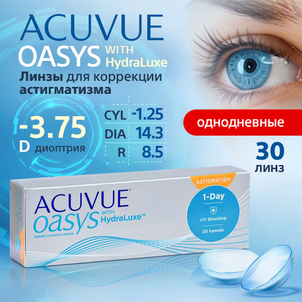 ACUVUE Астигматические линзы, -3.75, 8.5, -1.25, 50, 1 день купить на ...