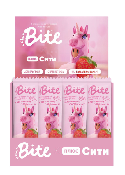 Протеиновые батончики без сахара Take a Bite Плюс Сити игра, Клубничный ...