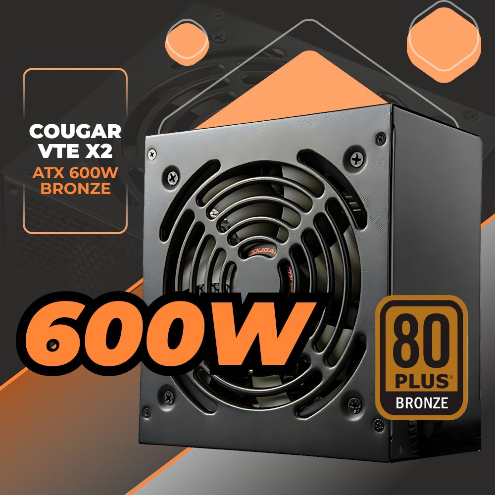 БлокпитаниядляПКATXCougarVTEX2600Rev.2OEM(CGRVX-600,ATXv2.31,600W,ActivePFC,120mmUltra-SilentFan,Powercord,DC-DC,80PlusBronze)