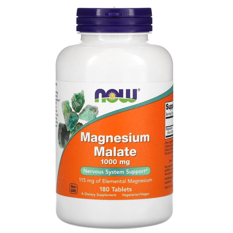 NOW Магний Magnesium Malate 1000 mg, 180 таблеток