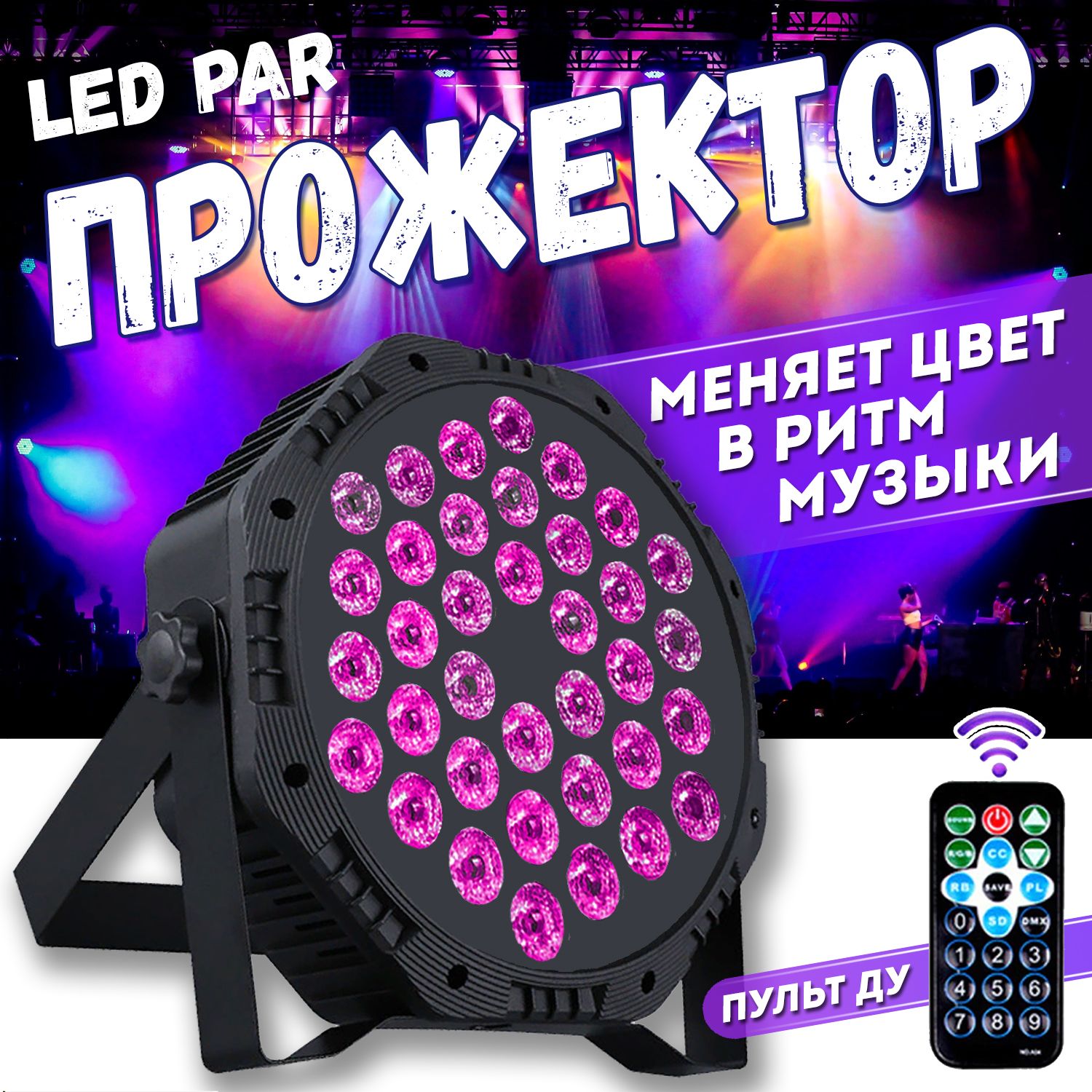 Светодиодный прожектор LED PAR 36 RGB светодиодов