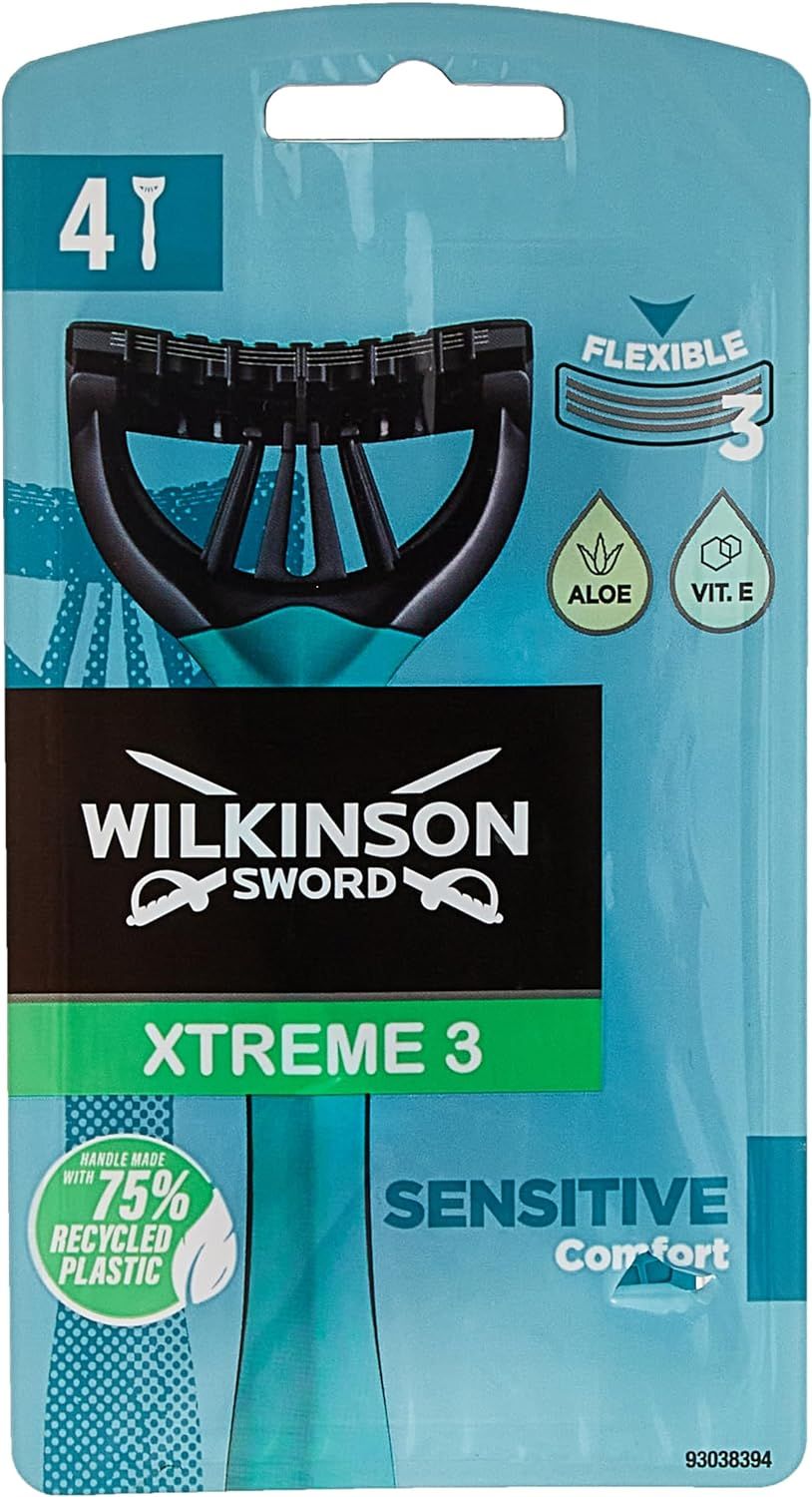 Wilkinson Sword / SCHICK Xtreme3 Sensitive / Бритвенный одноразовый станок ( 4 шт.)