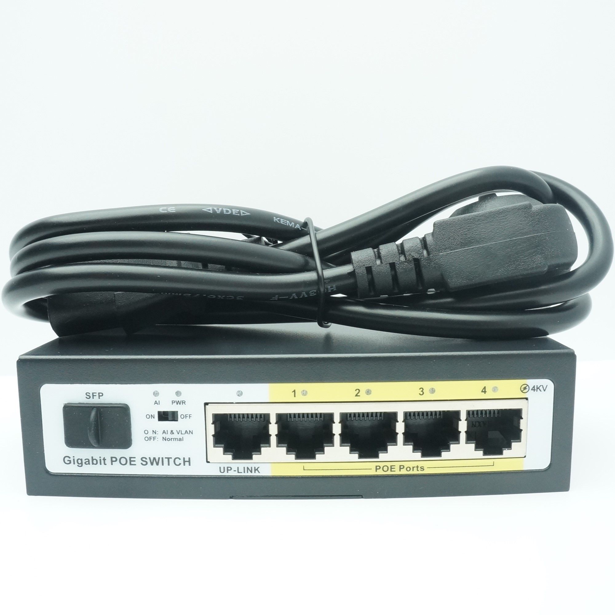 HY-GPOE204 Коммутатор POE Switch Полностью Гигабитный все порты (802.3af/at) 4+1+1SFP PoЕ switch ПоЕ Свитч 52V 52W G14