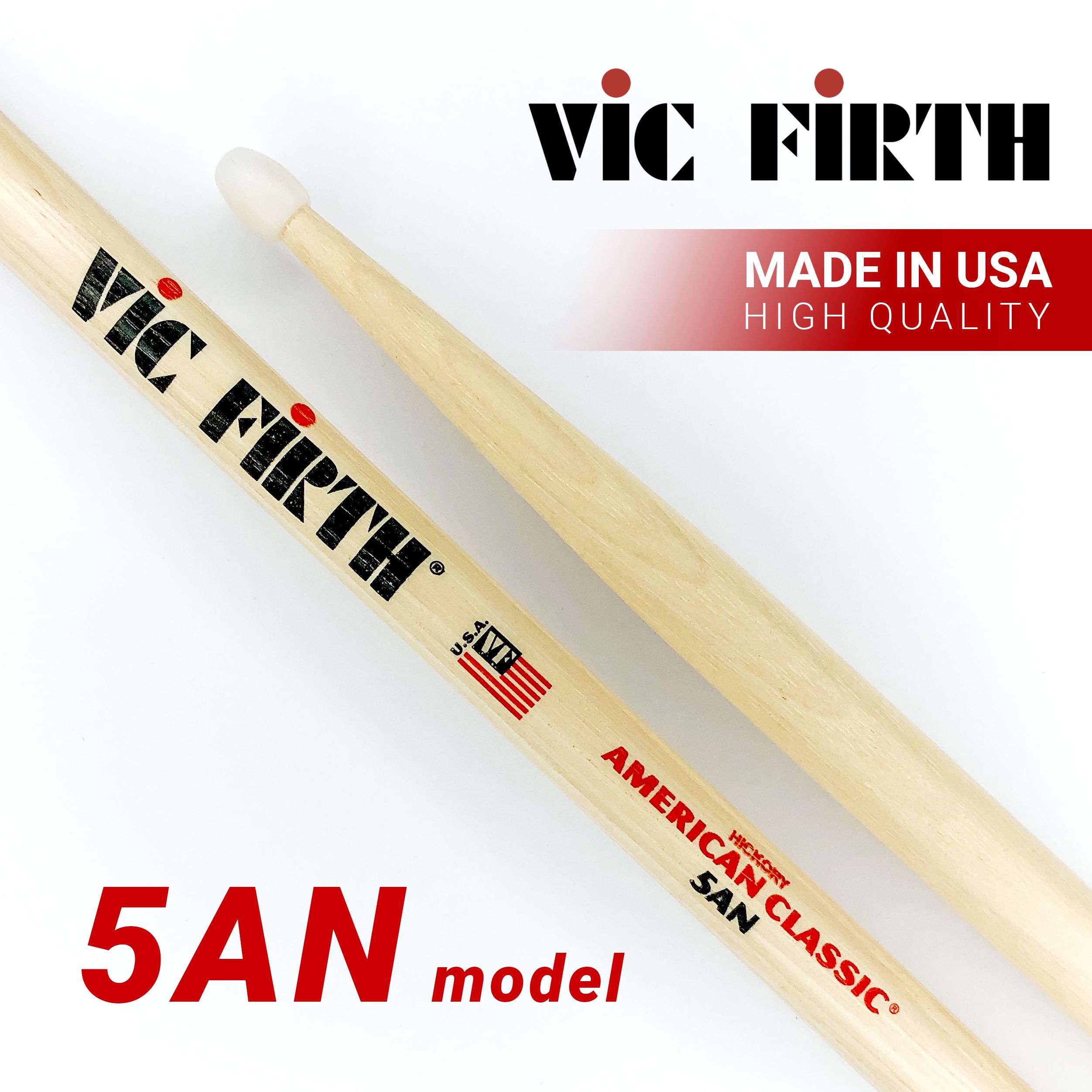 Барабанные палочки Vic Firth American Classic Drumsticks - 5AN - Nylon Tip