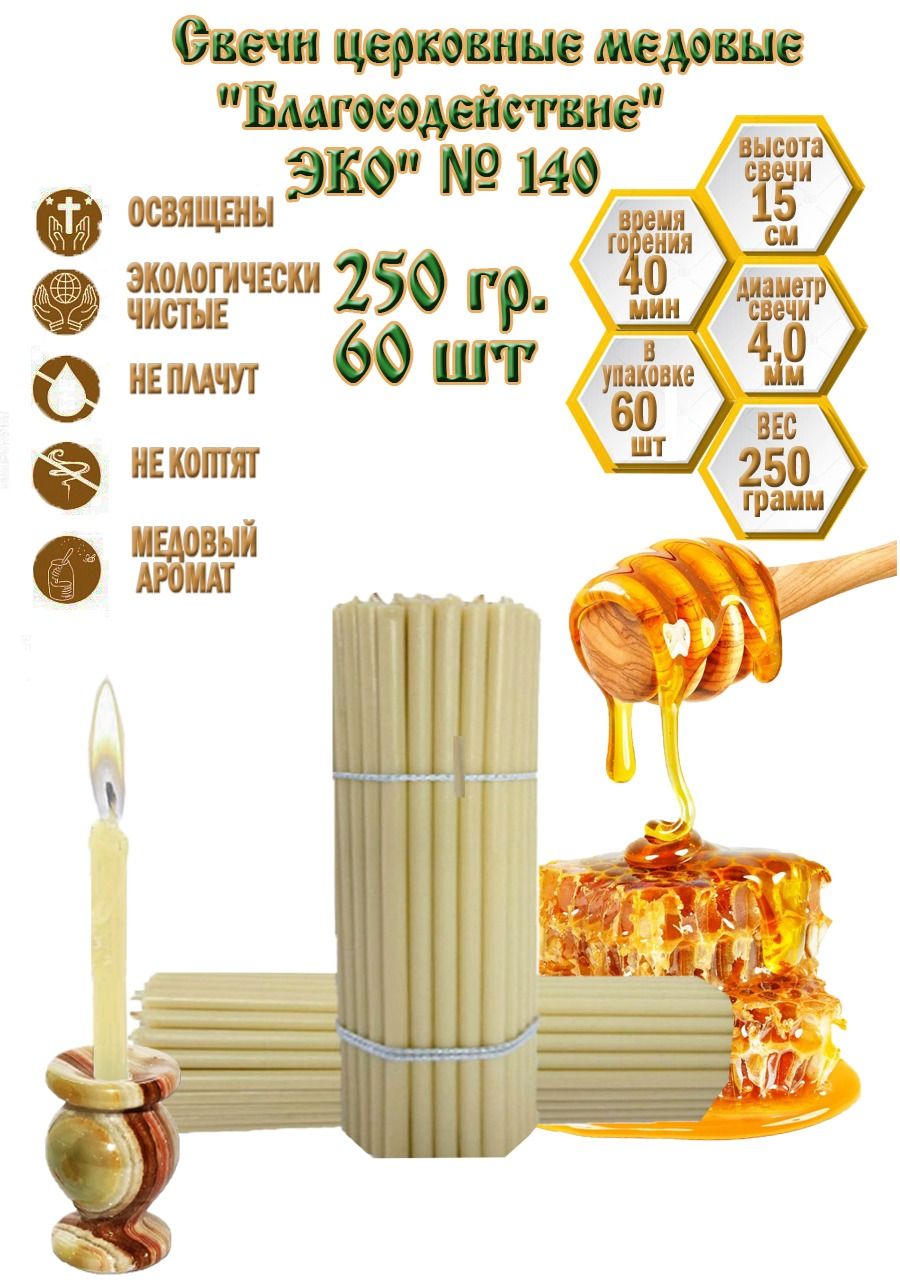 Свечи церковные восковые белые №140 0,25 кг