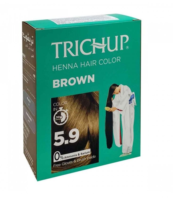 Trichup Henna Hair Color BROWN / Тричуп краска для волос на основе хны КОРИЧНЕВАЯ - 6x10 г