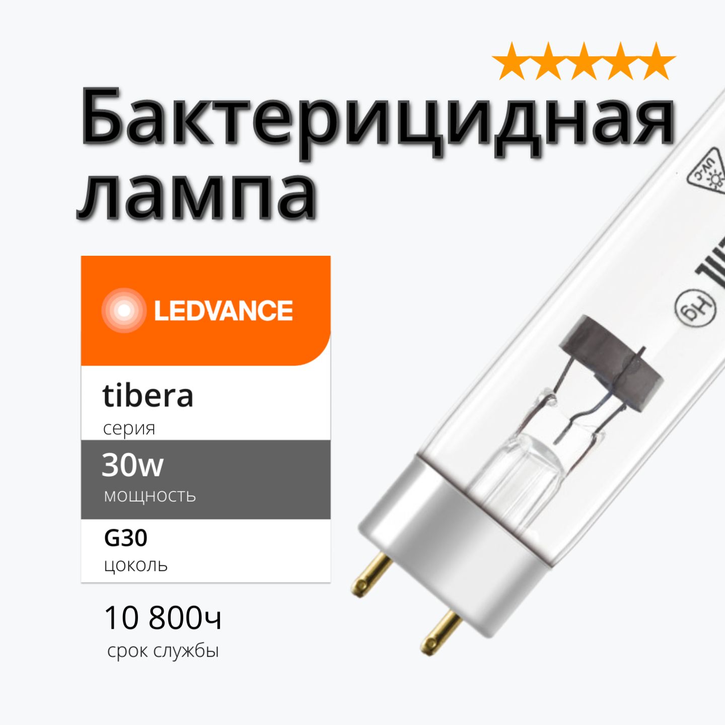 Лампа УФ бактерицидная 30w Tibera UVC G13 T8 LEDVANCE без озона (ДБ 30 вт)  - купить с доставкой по выгодным ценам в интернет-магазине OZON (739405228)