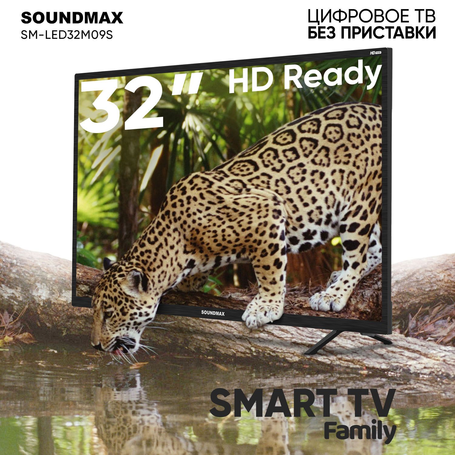 SoundmaxТелевизорSmartSM-LED32M09SсПОFamily31.5"HD,черный