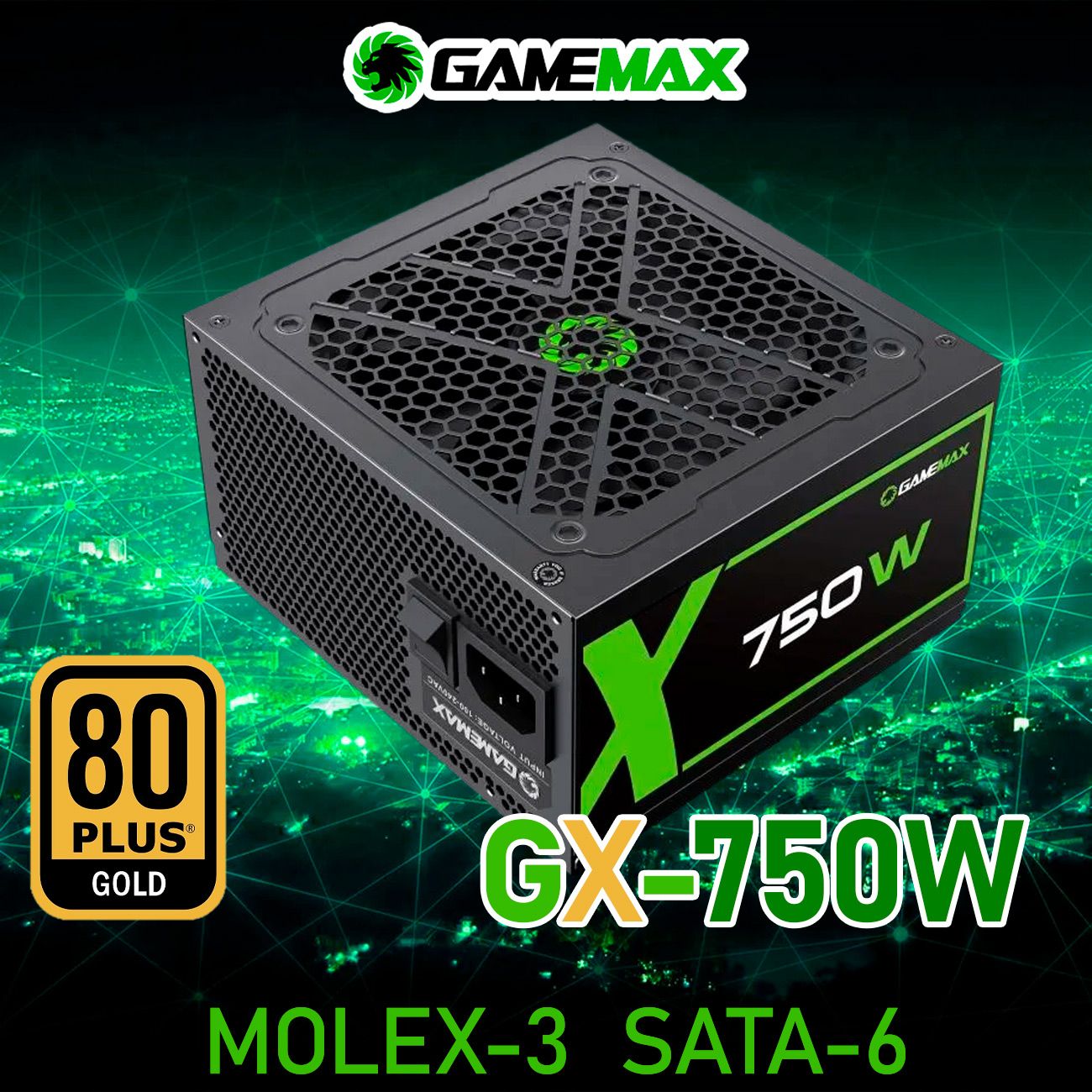 Блок питания GameMax GX-750 (Черный 750W 80+Gold 120мм 20+4pin  2*4+4pin(CPU) 4*6+2pin(PCI-E) 6*SATA 3*MOLEX) - купить с доставкой по  выгодным ценам в интернет-магазине OZON (971228902)