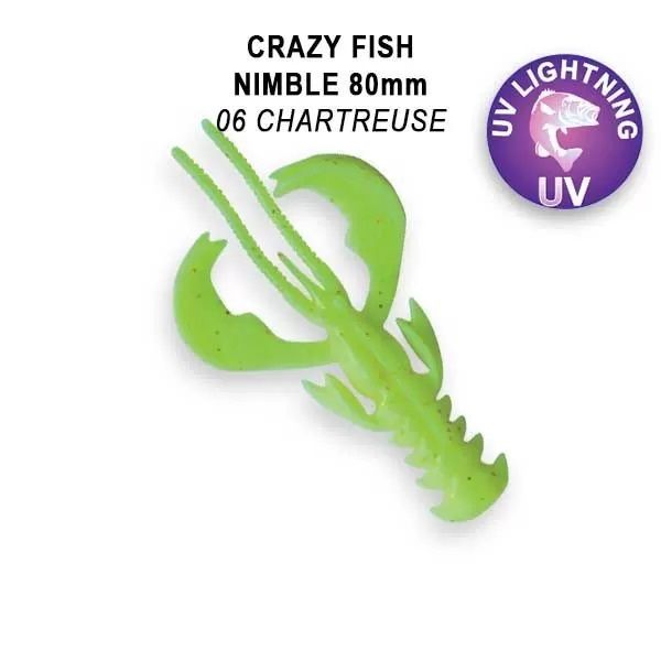 СиликоноваяприманкаCrazyFishNimble3.2"72-80-6-6-F,кальмар,6шт.,плавающие.Приманкадлярыбалки,80мм.