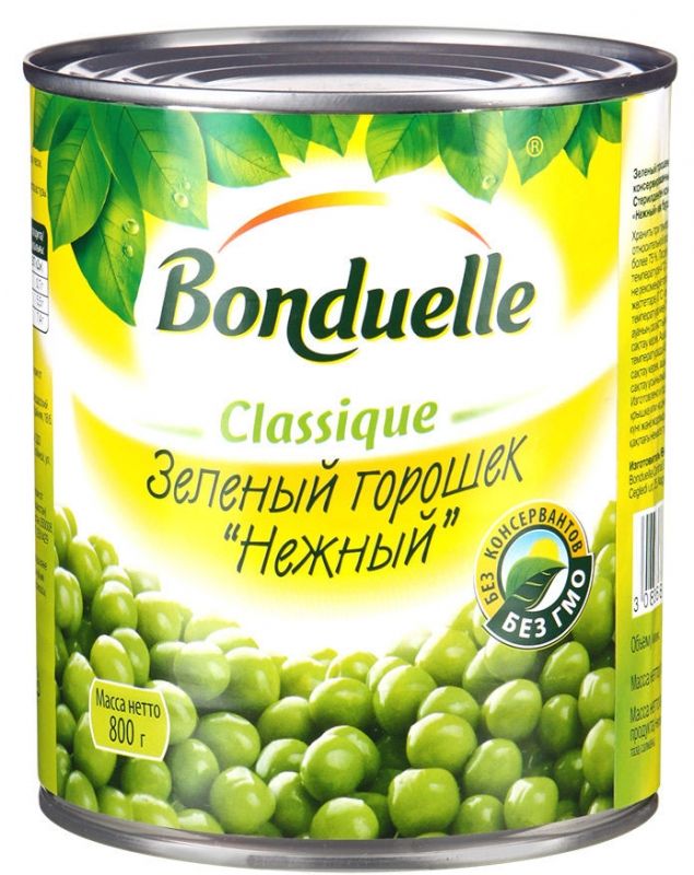 Bonduelle Горошек "Нежный", Жестяная банка, 850 мл