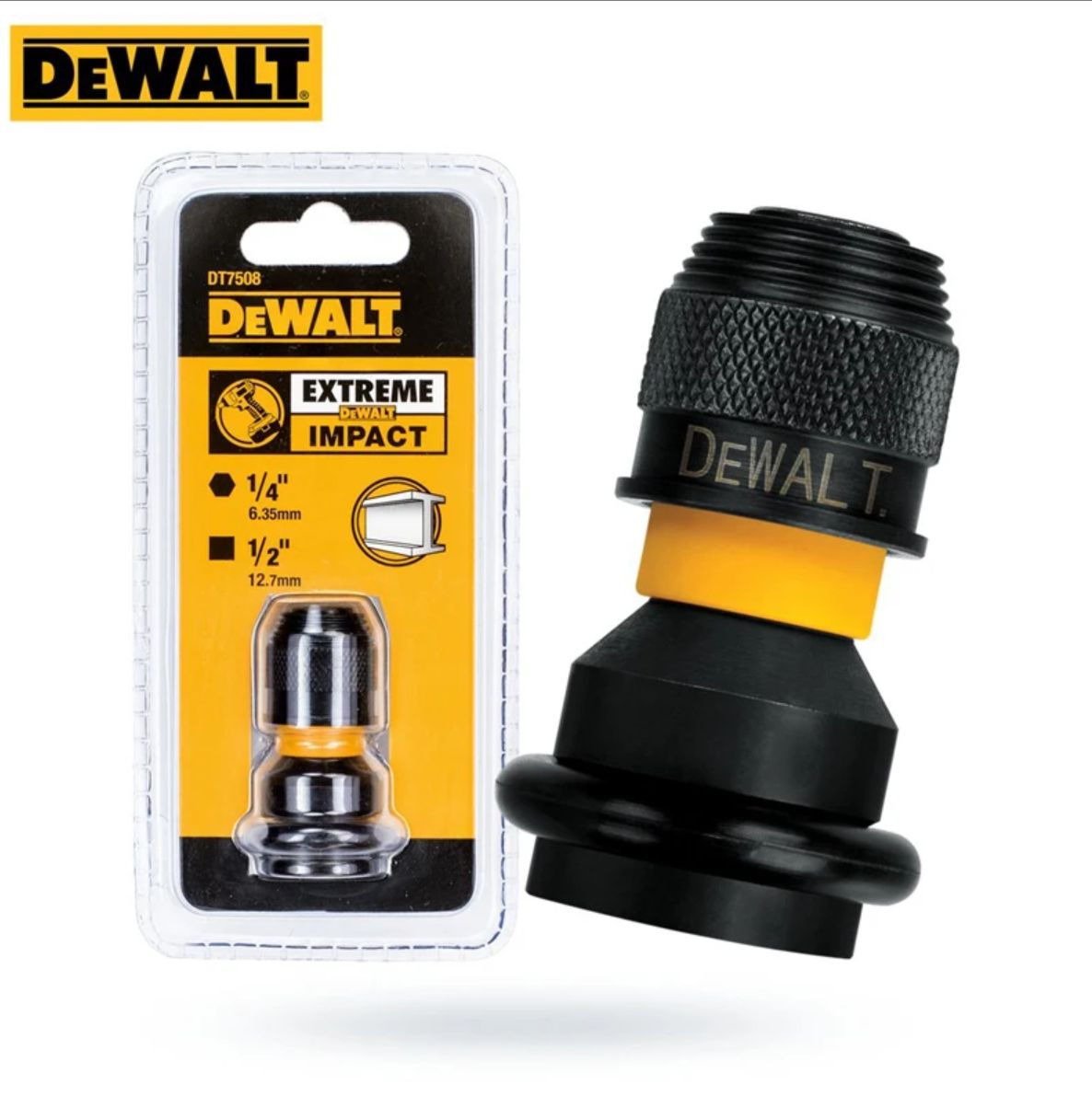 Адаптер для ударных гайковертов шестигранник 1/4F - квадрат 1/2F DEWALT DT7508