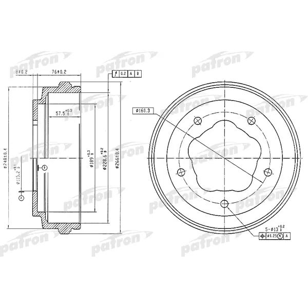 Барабан тормозной задн PATRON PDR1062, oem 6142759