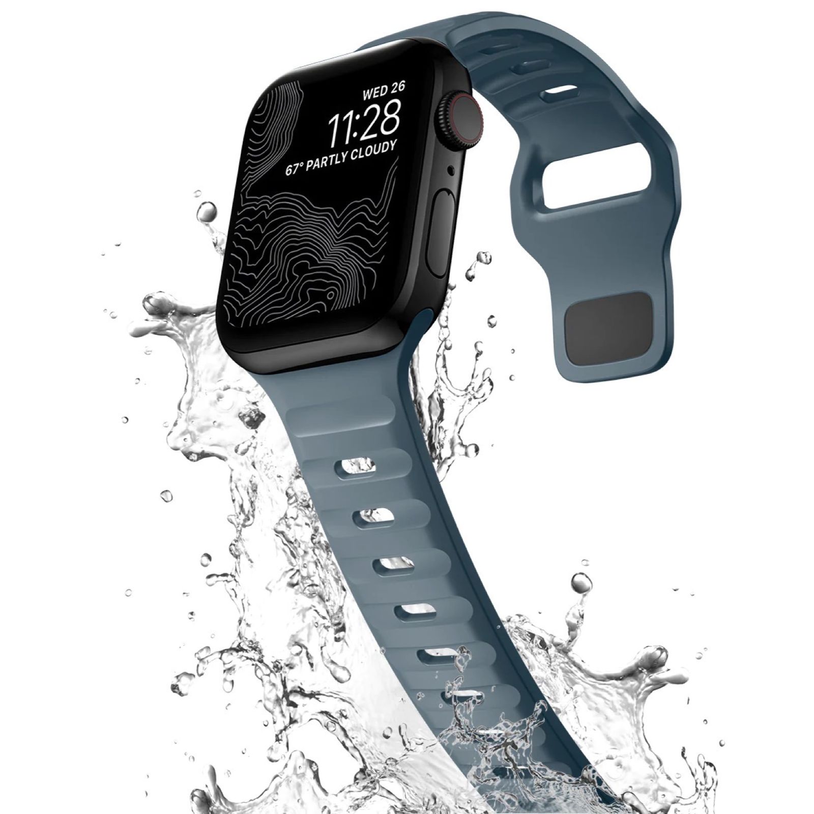 Силиконовыйремешок,браслетдляAppleWatchразмер42444549mm,темно-голубой