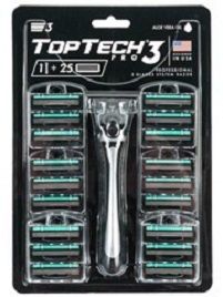 Мужская бритва TopTech PRO 3 1 станок + 25 сменных кассет (Совместимы с Gillette Blue 3*)