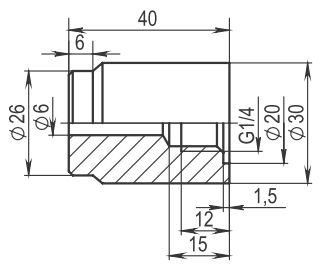 Бобышка м20х1 5 чертеж БП.ТА.1.12Х.G1/4.40 Бобышка прямая нерж G1/4 проходная по DIN3852 - купить по ни
