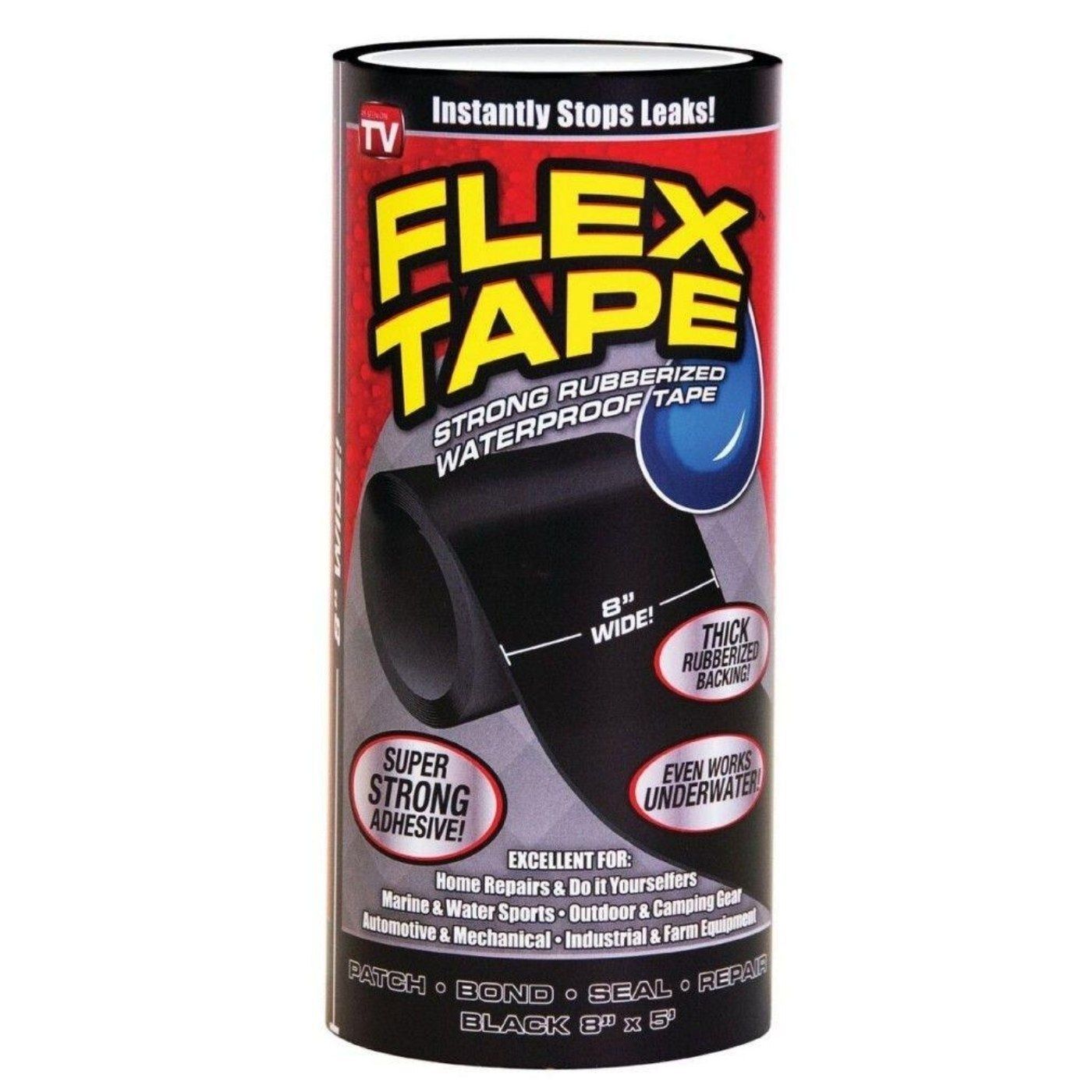 Клейкая лента Flex tape, водонепроницаемая, сверхпрочная изолента 20 см x 1,5 м черная