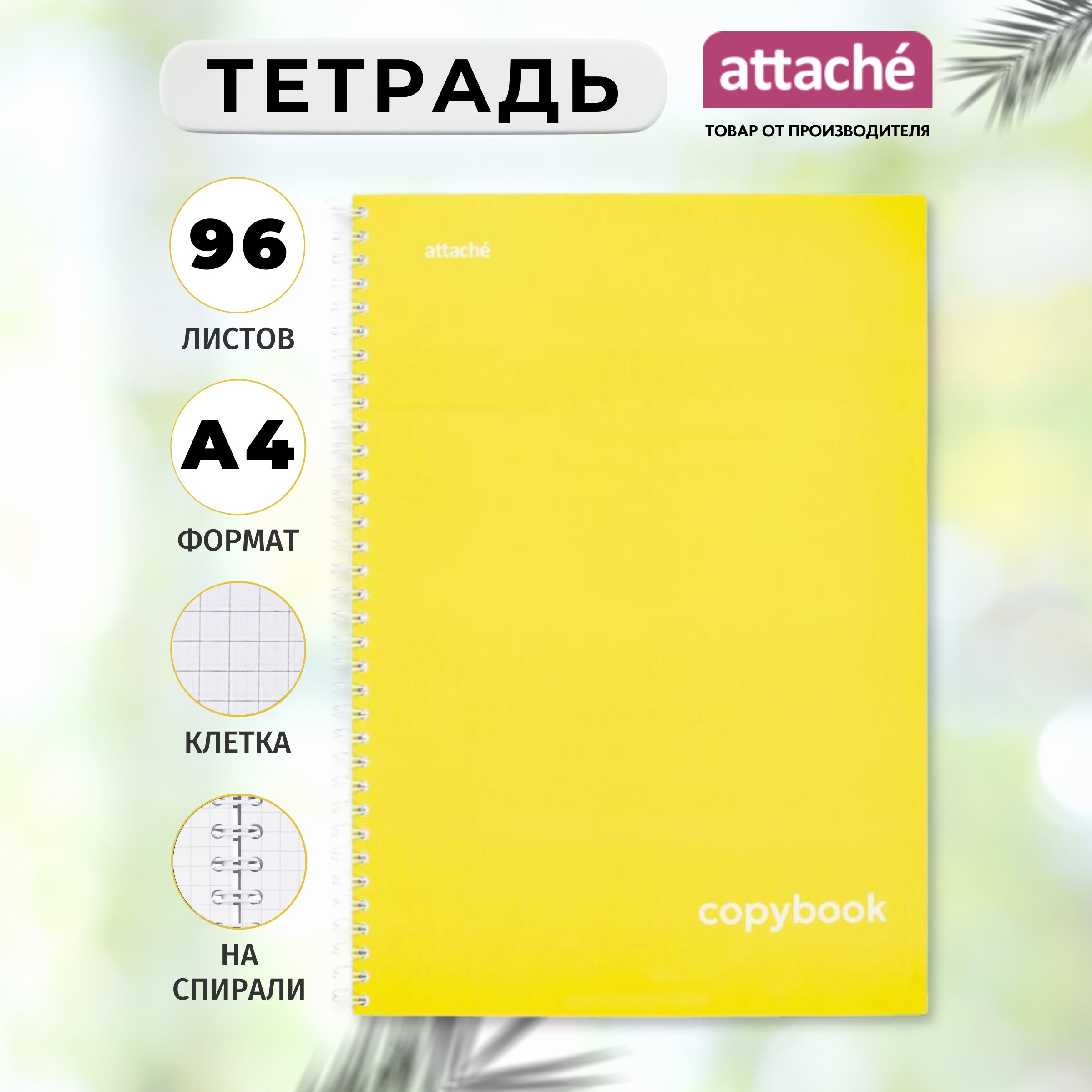 Тетрадь Attache, А4, 96 листов, в клетку, на спирали