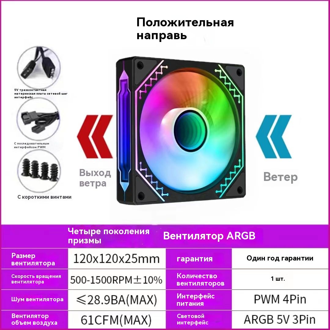 Вентилятор для корпуса-ARGB-120MM-Выдув-черный,1PCS купить на OZON по ...