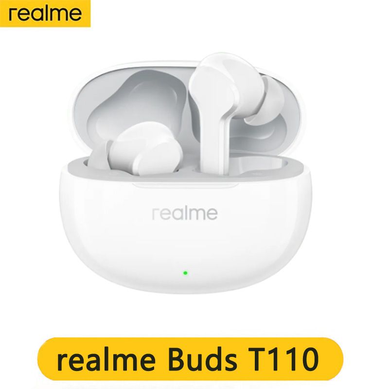 realmeНаушникибеспроводныесмикрофономrealmeBudsT110,Bluetooth,USBType-C,белый