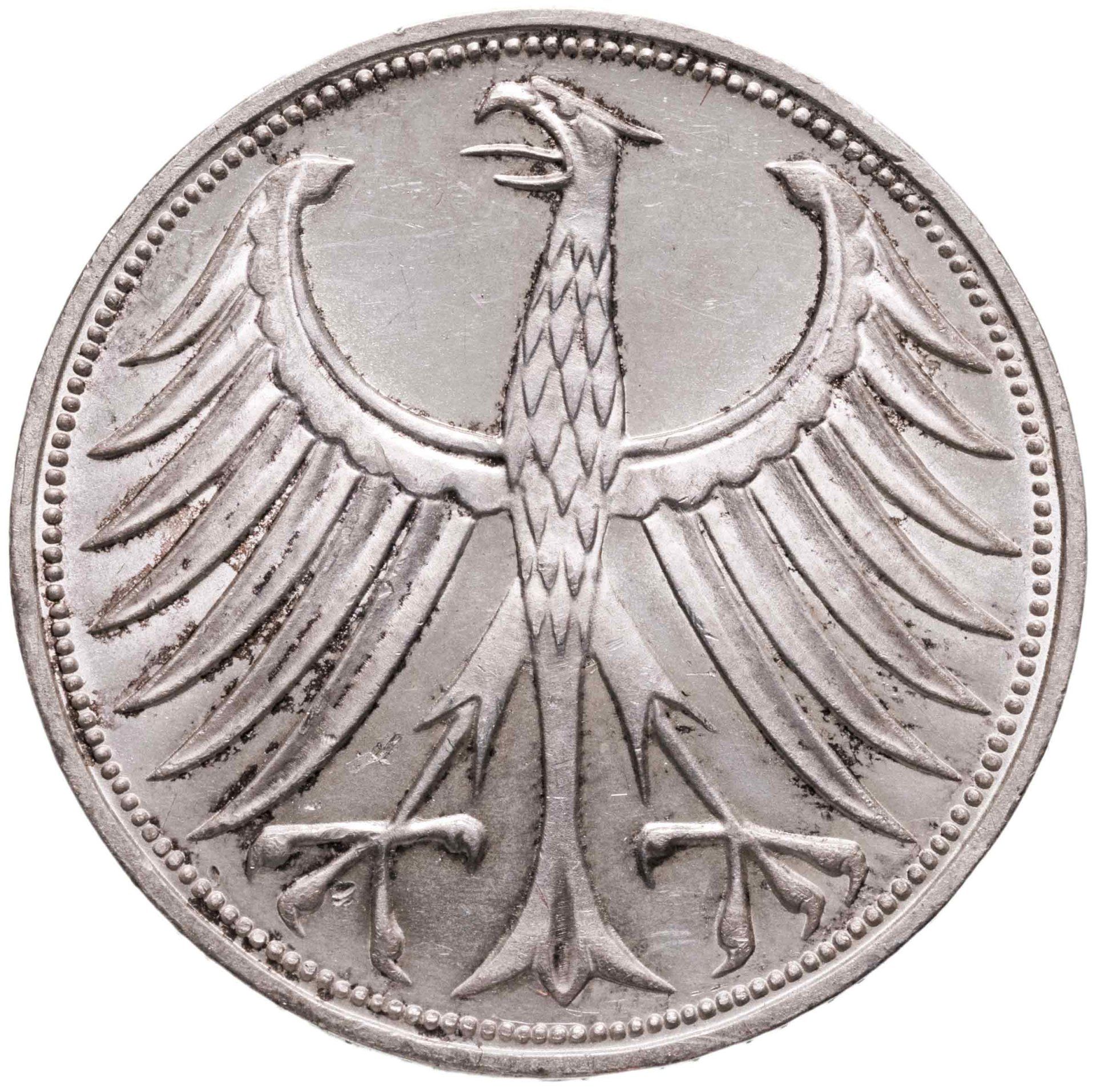 Немецкая монета 5 марок. 5 дойч марок. 5 марок на букву б. 5 марок на букву б. Немецкие серебряные монеты.