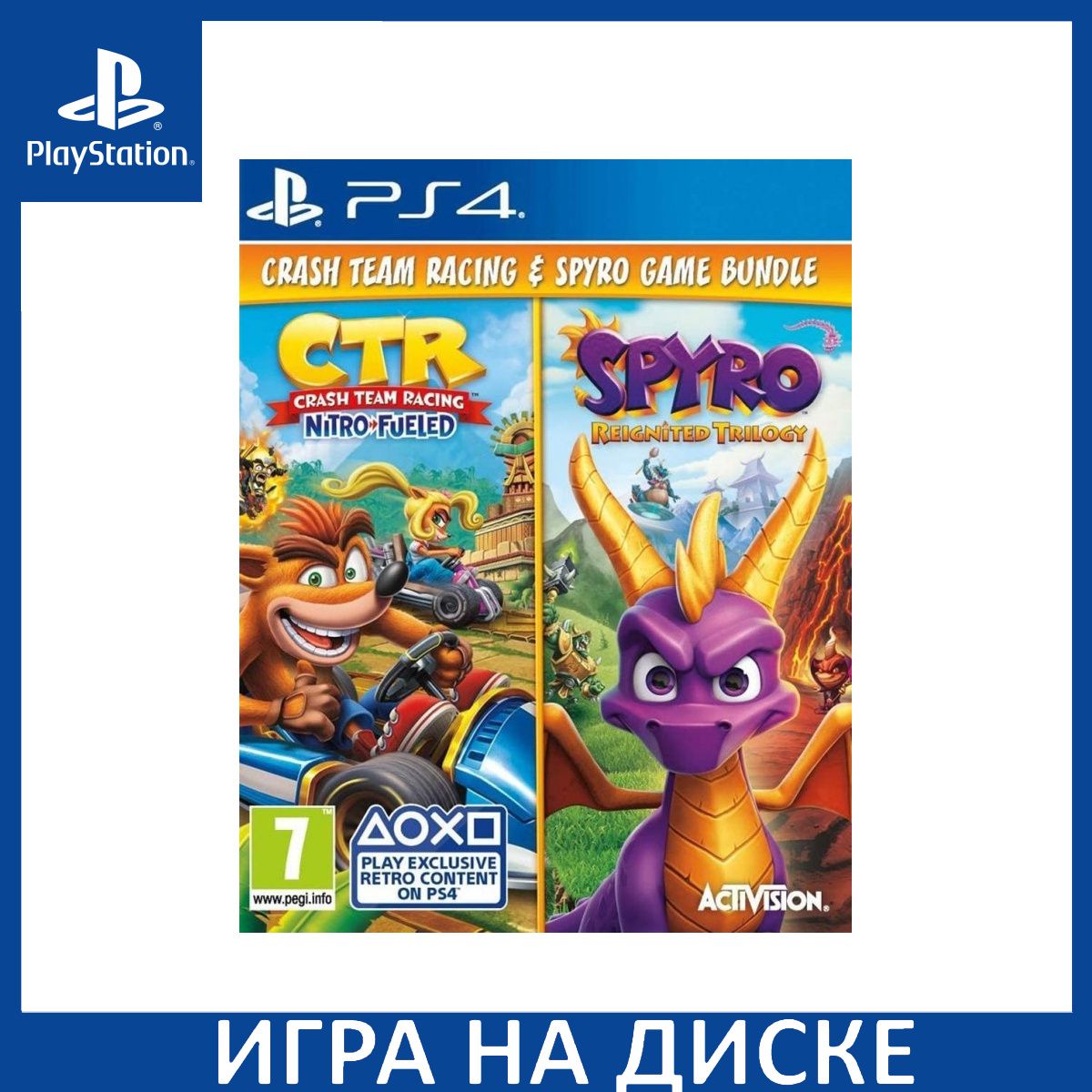 Игра Crash Team Racing Nitro-Fueled + Spyro Reignited Trilogy (Спайро Трилогия) PS4 Диск на PlayStation 4