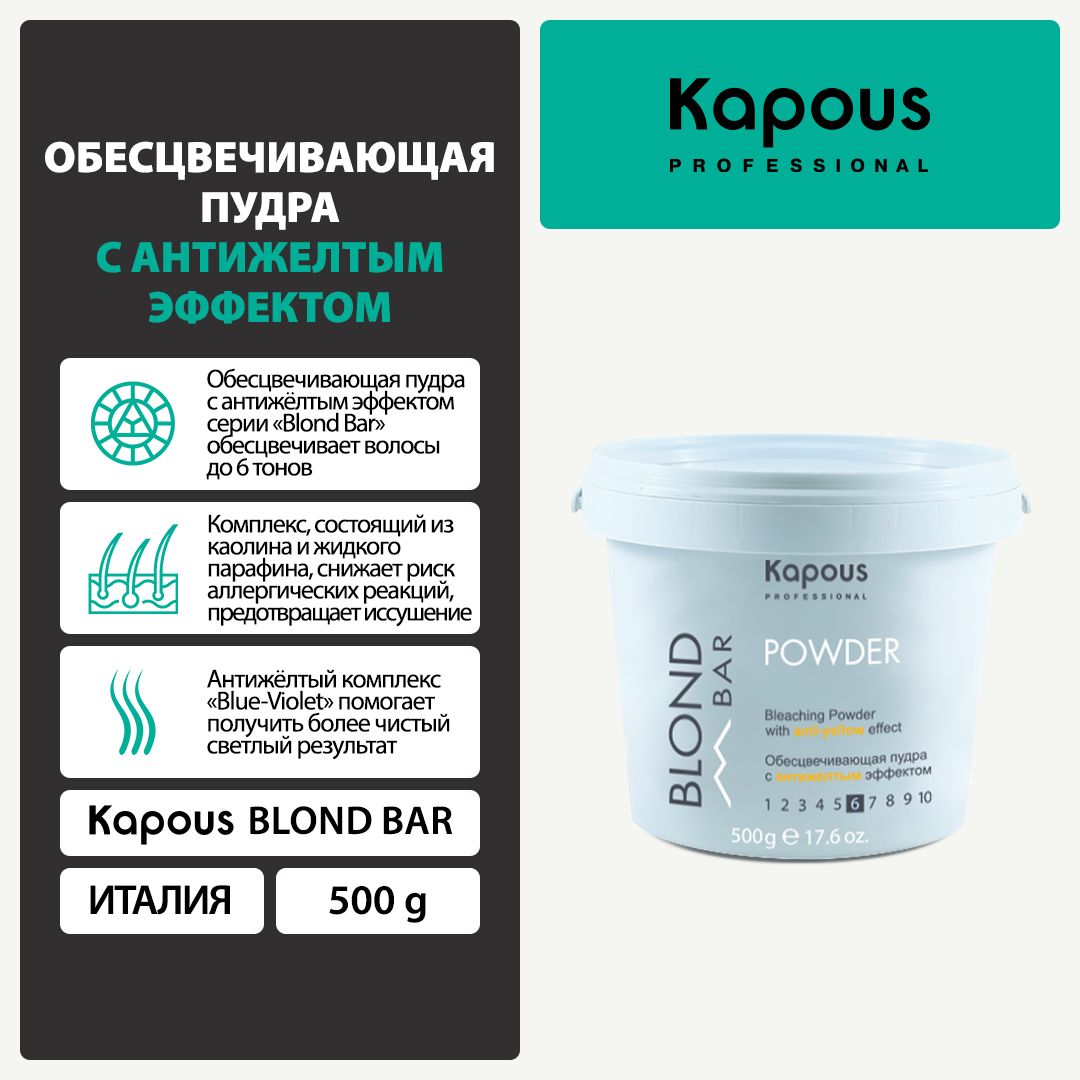 Kapous Blond Bar Обесцвечивающая пудра с антижелтым эффектом, 500 г