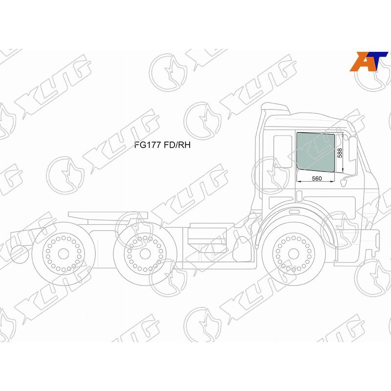 Стекло двери передней правой для Хино Рейнджер 1980-1989, Hino Ranger стекло двери передней правой XYG FG177 FD/RH